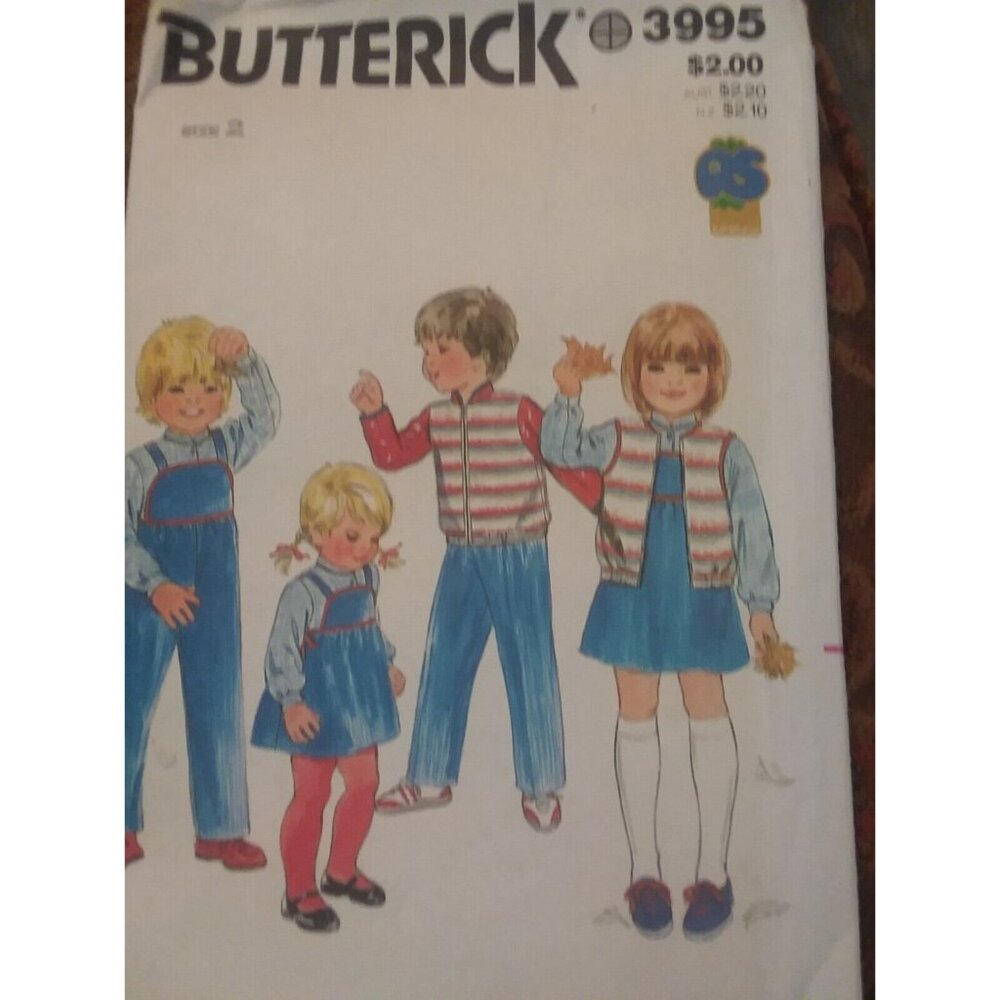Vintage Butterick Sewing Pattern 3995 Childrens  Jacket Shirt Overalls Uncut FF
